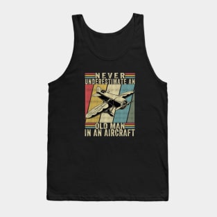 Easily Distracted By Airplanes Retro Airplane Funny Pilot Tank Top